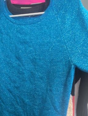 Worthington Teal Sparkle Long Sleeve Crewneck